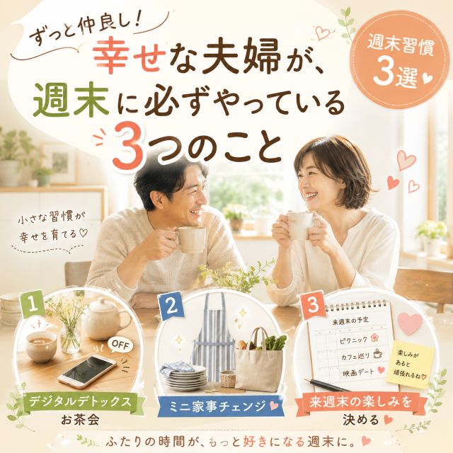 幸せな夫婦が、週末に必ずやっている3つのこと